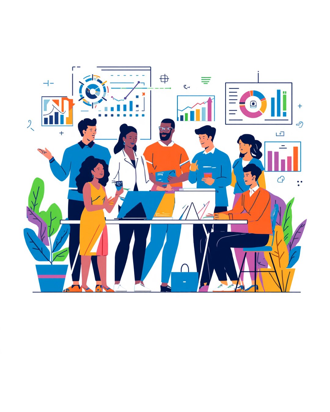 EMARKETACE team reviewing a marketing dashboard
